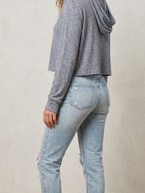 Prince & Fox Heather Gray Cropped Hoodie  Size L Relaxed Fit.        WS 121